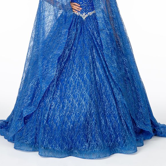 NEW LONG SLEEVELESS STRAPLESS MESH BALL GOWN EMBROIDERED WITH RHINESTONES GL2801 - Picture 9 of 9